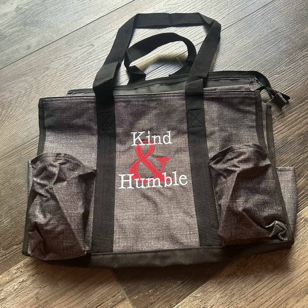 Thirty-One Grey and Red “Kind & Humble” Bag